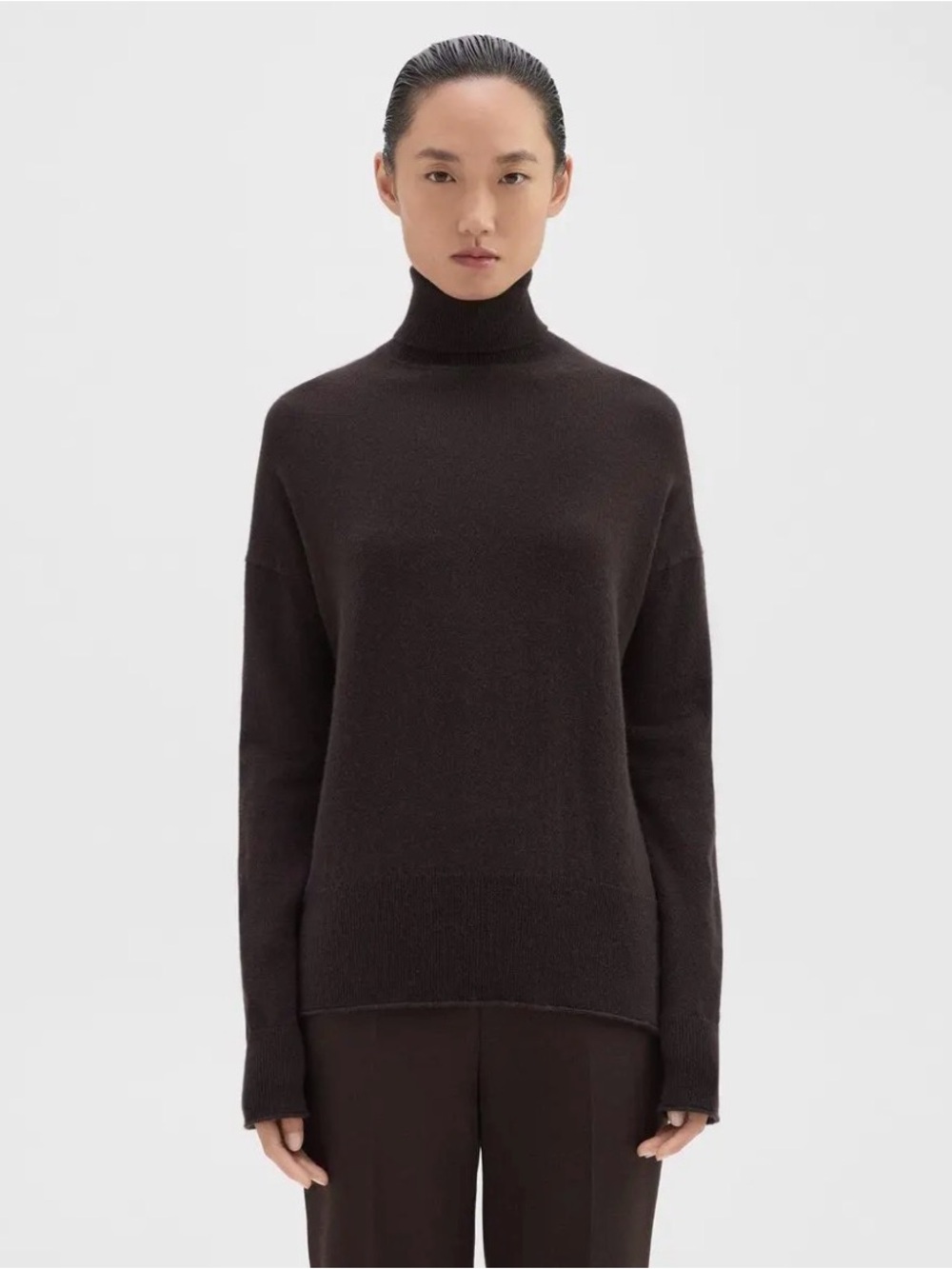 Theory Brown Mink Karenia Cashmere Turtleneck Sweater